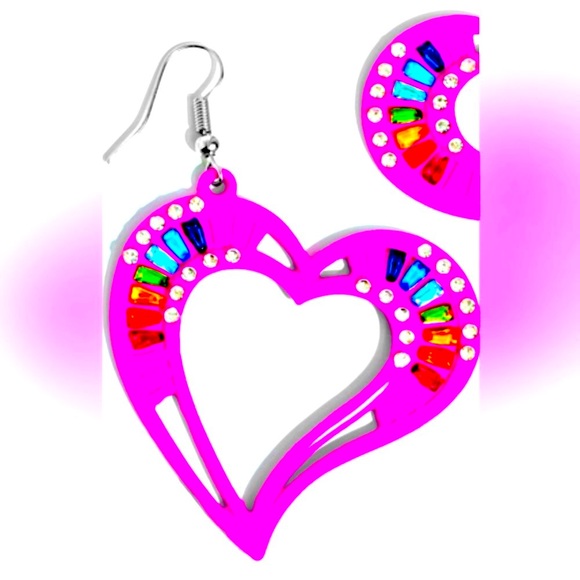 💖💎💖 “EMBELLISHED EMERALDS” HOT PINK EARRINGS ~ PAPARAZZI❗️💖💎💖 - Picture 3 of 5